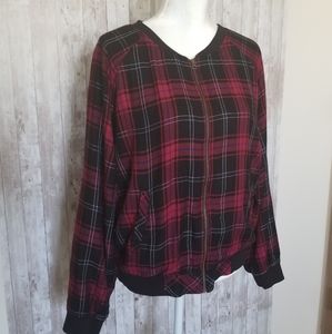 Peyton Jensen Bomber Jacket Size Large Chec